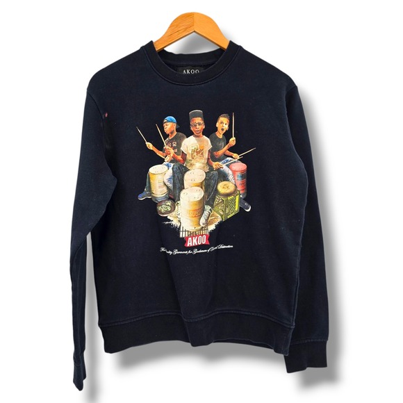AKOO Graphic Print Sweatshirt Pullover Crew Neck Hip Hop Style Mens Size‎ M - Picture 1 of 8